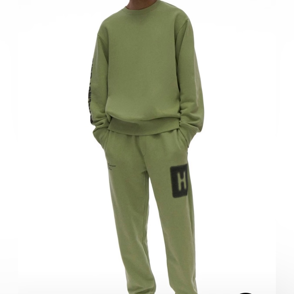 Helmut Lang Blur Logo Matching Sweatshirt Jogger Set Green Men’s M